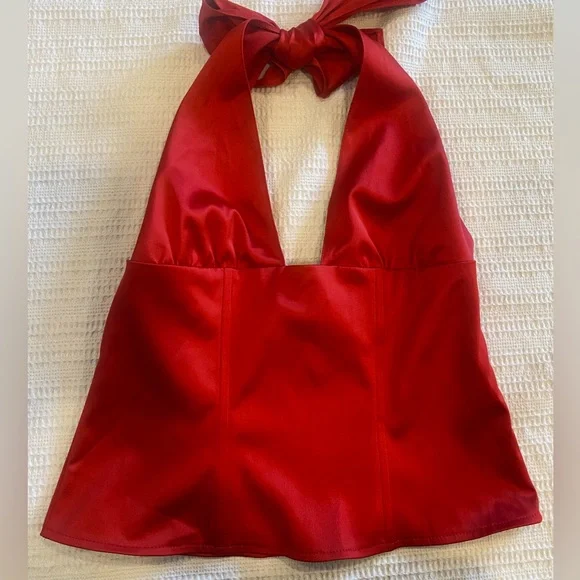 Vintage Top Shop Red Halter Top - Picture 3 of 6